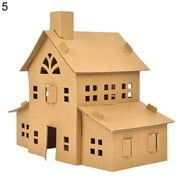 Deyuer 2 Sets Interactive Handmade DIY Assembly Kit Paper Creative House Shape DIY Assembly Accessories for Children
