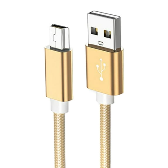 Deyuer 2Pcs Data Cable High speed Transfer Shielding Stable Output Anti winding Widely Compatible Charging Braided Wire Mini USB Data Transfers Charger Cable for MP3 MP4 Golden