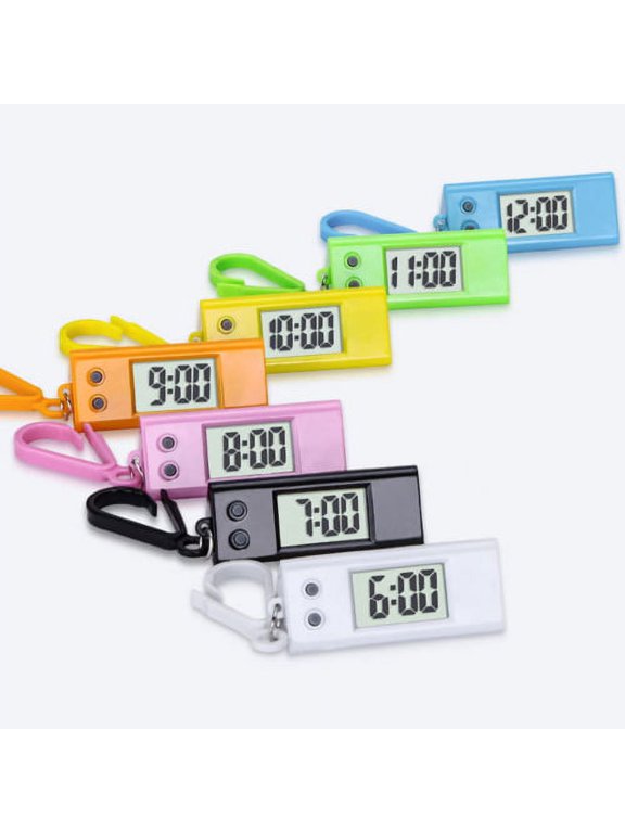 2Pcs Electronic Clock Silent LCD Digital Display Triangle Student Desktop Clock Keychain for Exam
