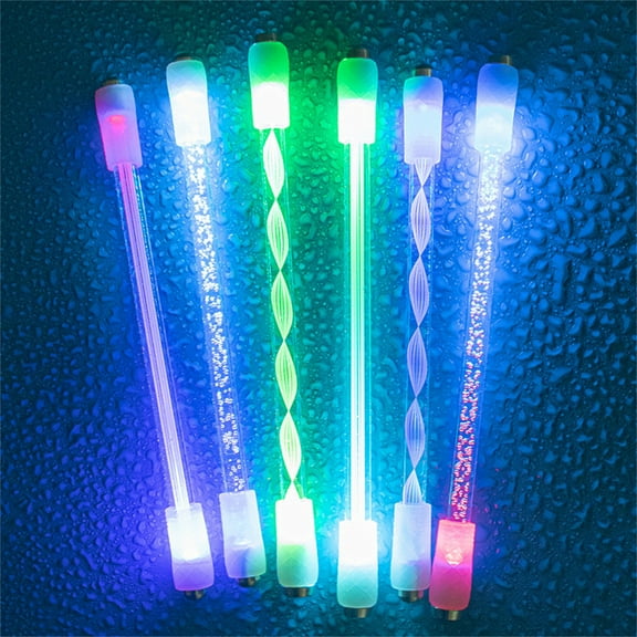 Deyuer 2Pcs Spinning Pen Luminous Anti-slip Built-in LED Lights Acrylic Finger Rotate Pen Twirling Pencil for Beginner
