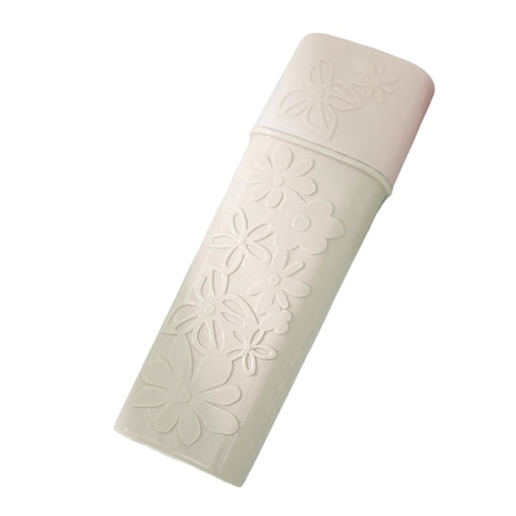 Deyuer 2Pcs Toothbrush Holder with Cover Storing Outdoor Travel Hiking Toothbrush Cap Case for Bathroom,Beige