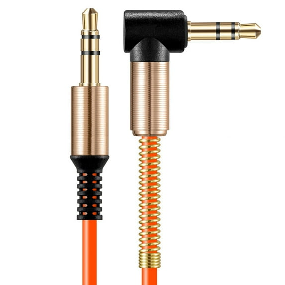 Deyuer 3.5mm Male Straight to Elbow Audio Adapter Cable Cord for Phone MP3 Car Speaker,Orange