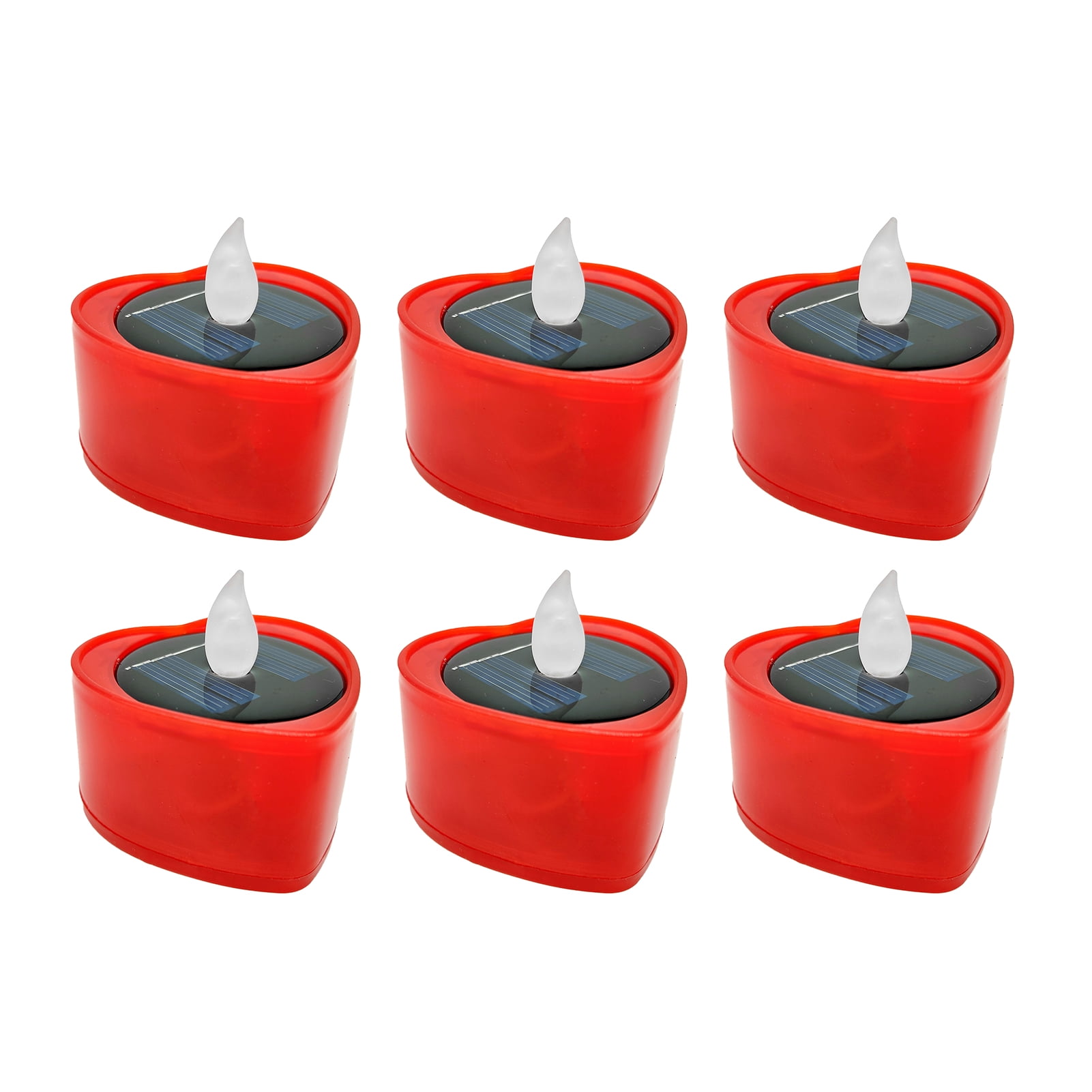 Deyuer 6Pcs/Set LED Romantic Heart Shape Candle Light Cute Festive Touch Plastic Tea Lamp for