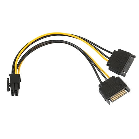 Deyuer 7 Inch 6 Pin PCI to Dual SATA 15 Pin Express Card Power Cable Connector Cord