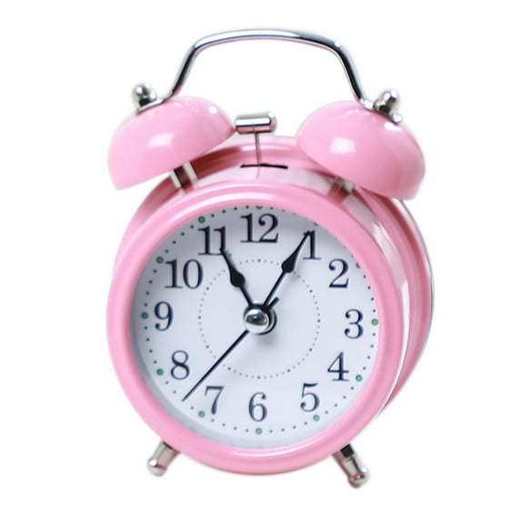 Deyuer Alarm Clock Twin Bell Silent Movement Metal Heavy Sleepers Alarm Clock for Desktop,Pink