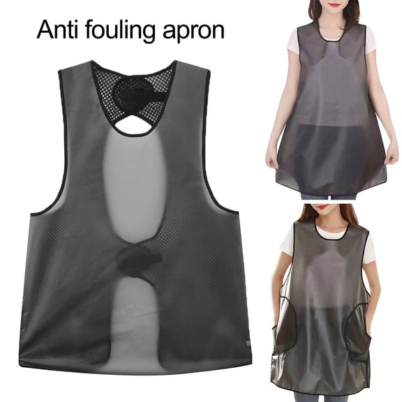 Deyuer Apron Fastener Tape Fixation Back Mesh Design Waterproof Oilproof Leak-proof Breathable Sleeveless Apron Home Supply,Long Dual Layer