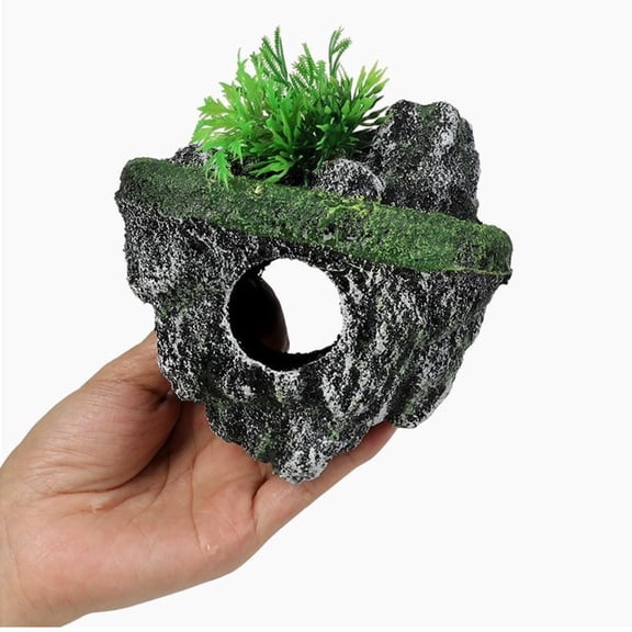 Deyuer Aquarium Stone,Fish Tank Artificial Stone Decoration,Miniature Aquarium Float Moss Rock Landscaping,Betta Cave Hideout Shelter Terrarium Ornament,S
