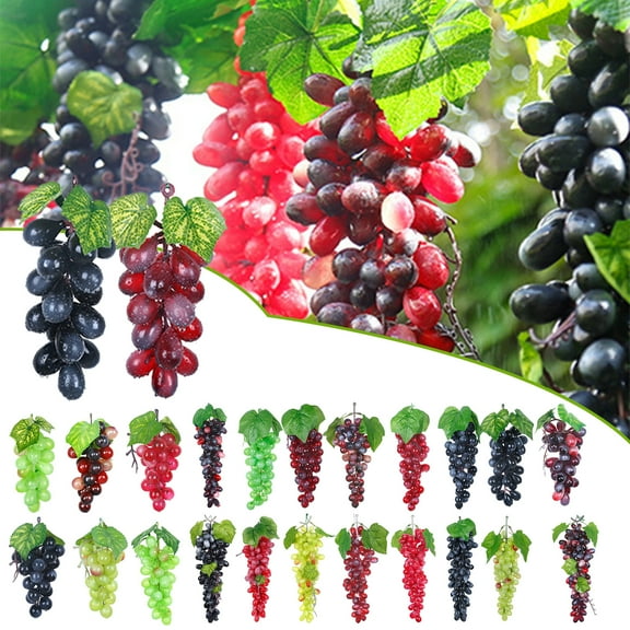 Deyuer Artificial Grape Frosted Design Realistic Not Wither Rubber Simulation Plant Faux Fruit Prop Home Decor,C