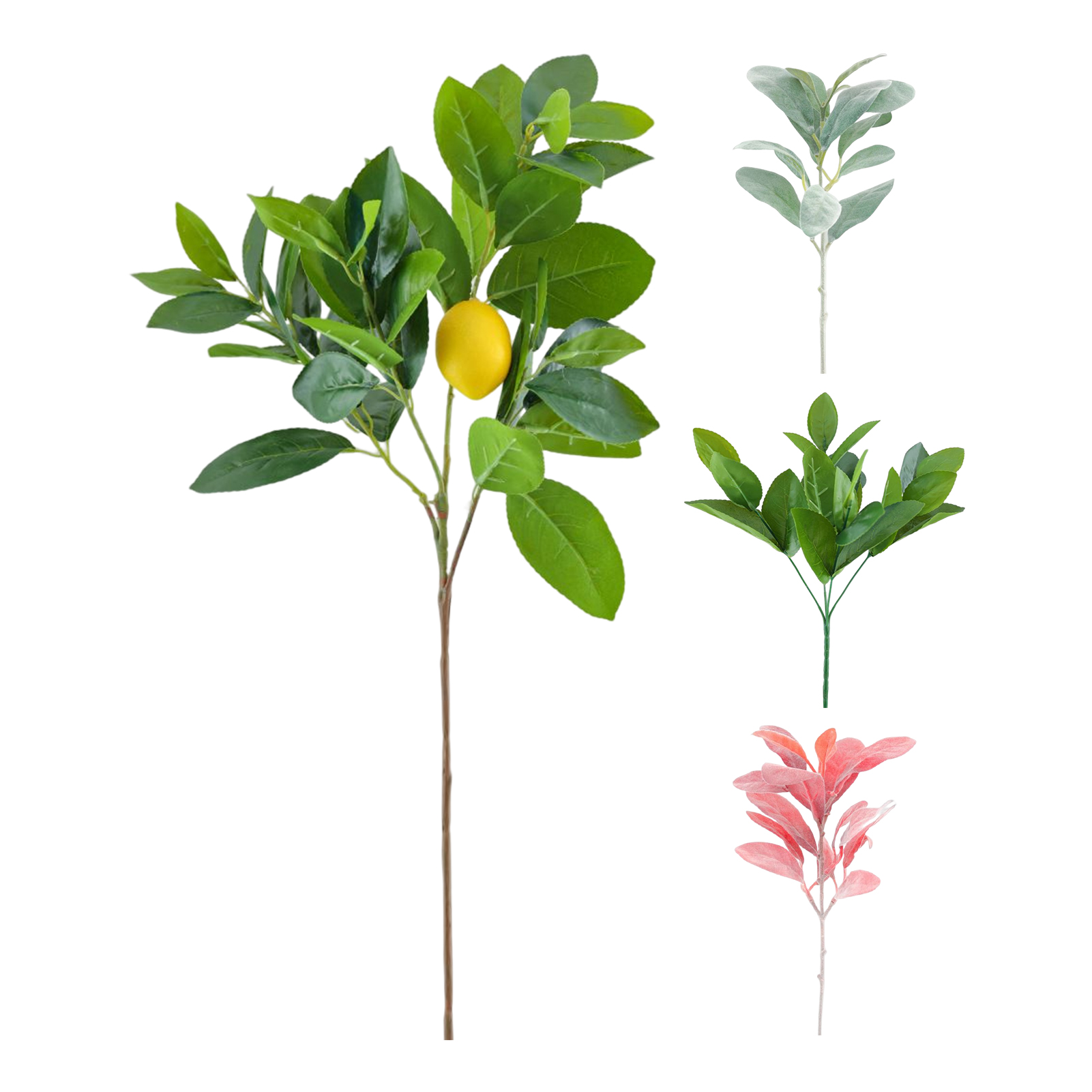 Deyuer Artificial Lemon Branches Fake Green Leaf Simulation Lemon Fruit