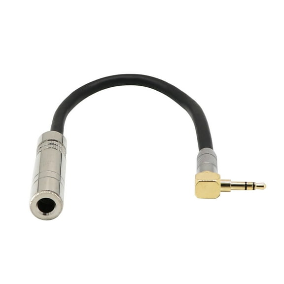 Deyuer Audio Cable 90 Degree Right Angle High Fidelity 0.2m 3.5mm to 6.5mm/6.35mm AUX Extension Cord for Microphone,Black