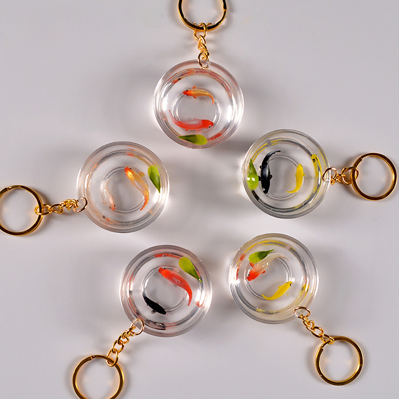 Deyuer Backpack Pendant Toy Decorative Transparent Lucky Mini Kois Fish  Tank Key Chain Charm for Men 