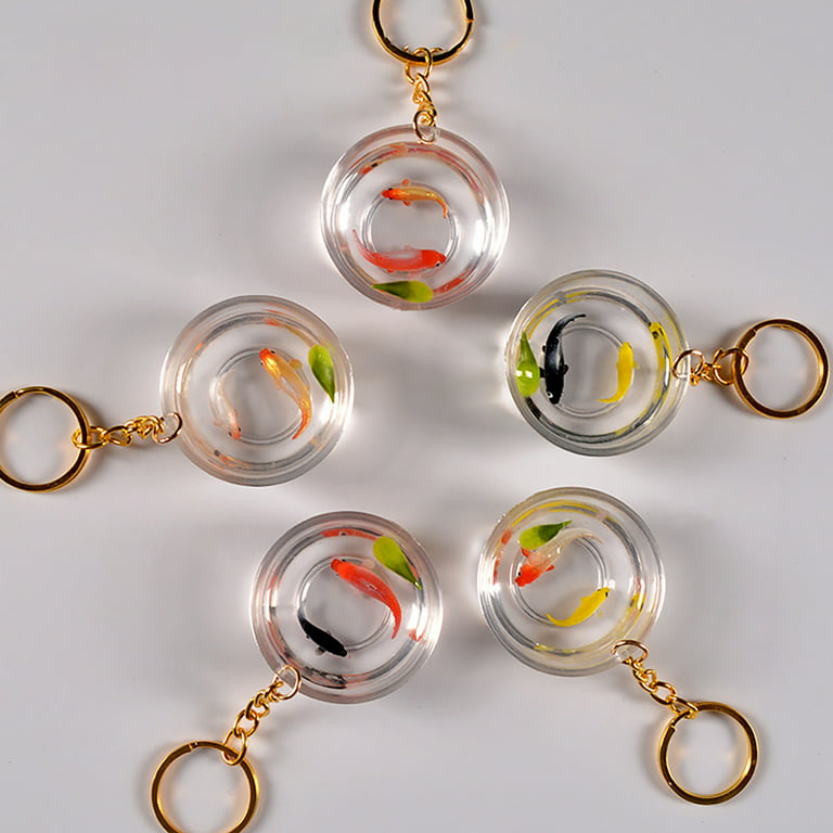 Deyuer Backpack Pendant Toy Decorative Transparent Lucky Mini Kois Fish  Tank Key Chain Charm for Men 