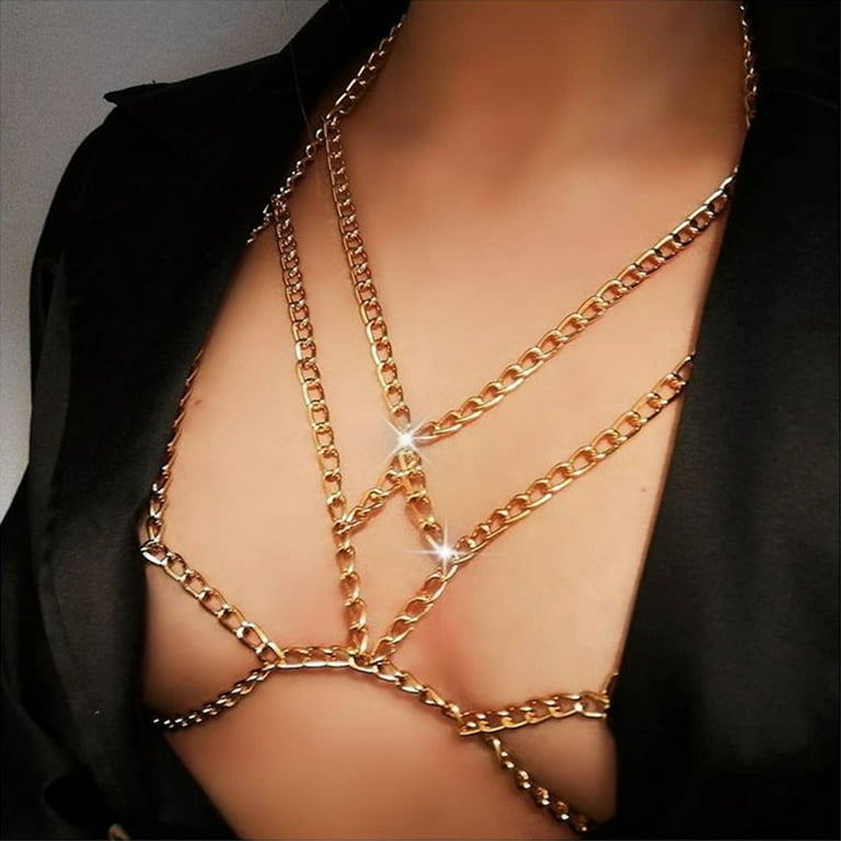 Fashion Flash Drill Bikini Body Chain Sex Love Chest Chain Jewelry