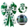 thumbnail image 1 of Deyuer Bow,Large White Green Glitter Shamrock Bow Irish Holiday Decor,Ribbon Bow Knot for Wreath Tree Topper Front Door, 1 of 13