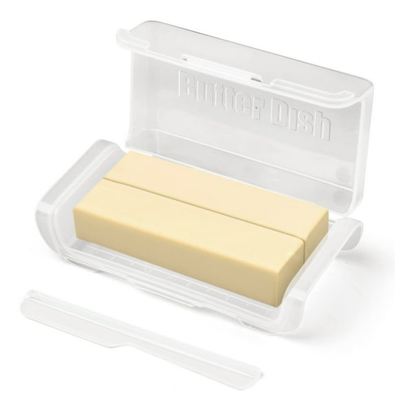 Deyuer Butter Keeper Box with Lid Cutter Leak-Proof Butter Storage Container for Fridge French Butter Dish Countertop Butter Box Home Kitchen Accessories,White