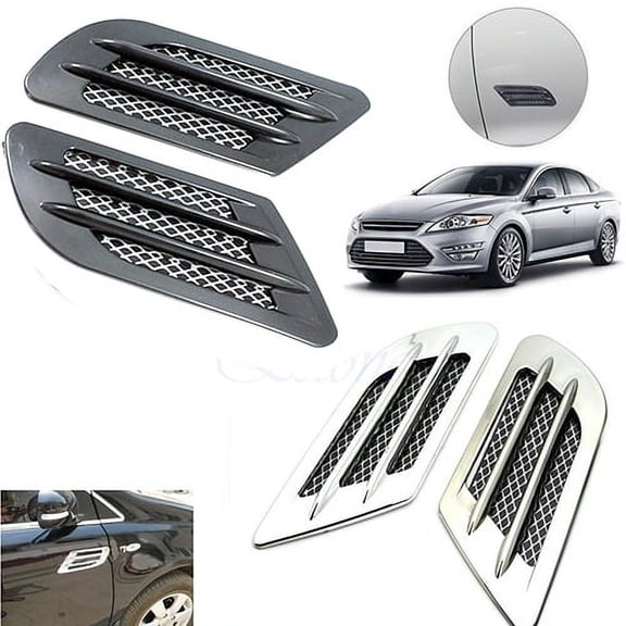 Deyuer Car Side Air Flow Vent Hole Cover Fender Intake Grille Duct Decoration Sticker,Black