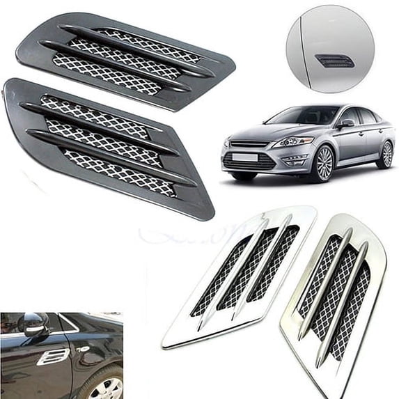 Deyuer Car Side Air Flow Vent Hole Cover Fender Intake Grille Duct Decoration Sticker,Silver