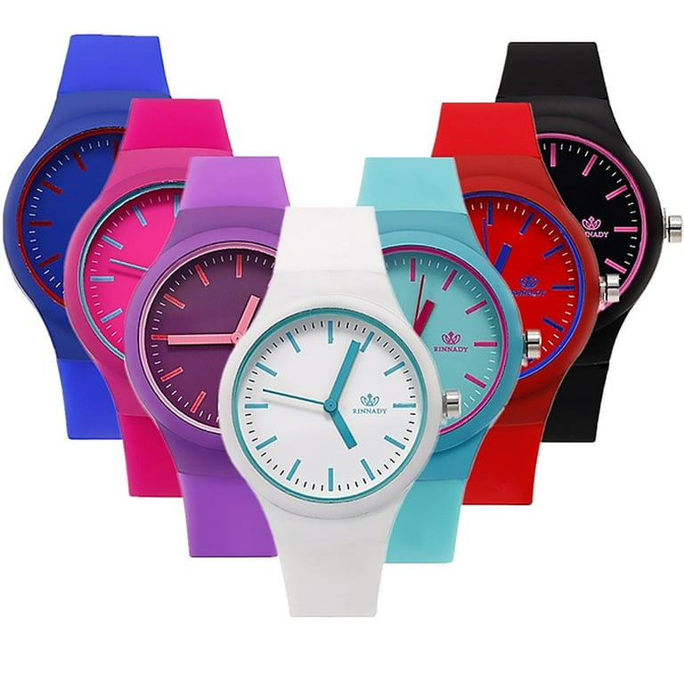 Deyuer Casual Women Candy Color Silicone Band No Number Round Dial