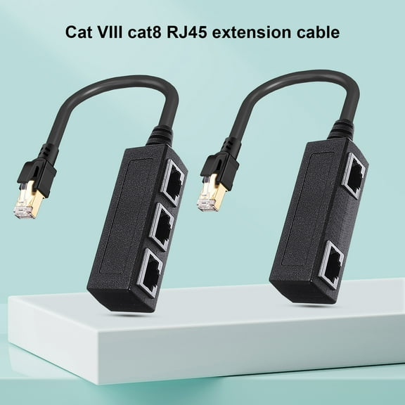 Deyuer Cat8 Ethernet Splitter 40Gbps High Speed 2000Mhz RJ45 1 Male to 3 Female LAN Adapter Cable for Cat5 Cat5e Cat6 Cat7