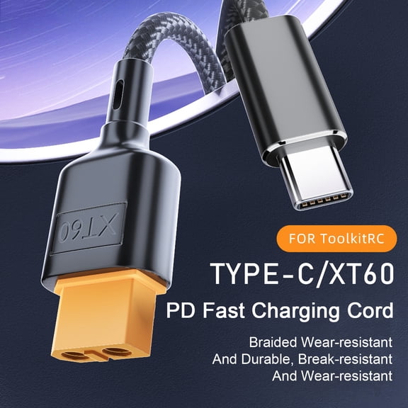 Deyuer Charging Cable Type-C to XT60 Model Port 100W PD Fast Charging High-Speed Output for Model Airplanes Cars Durable Braided