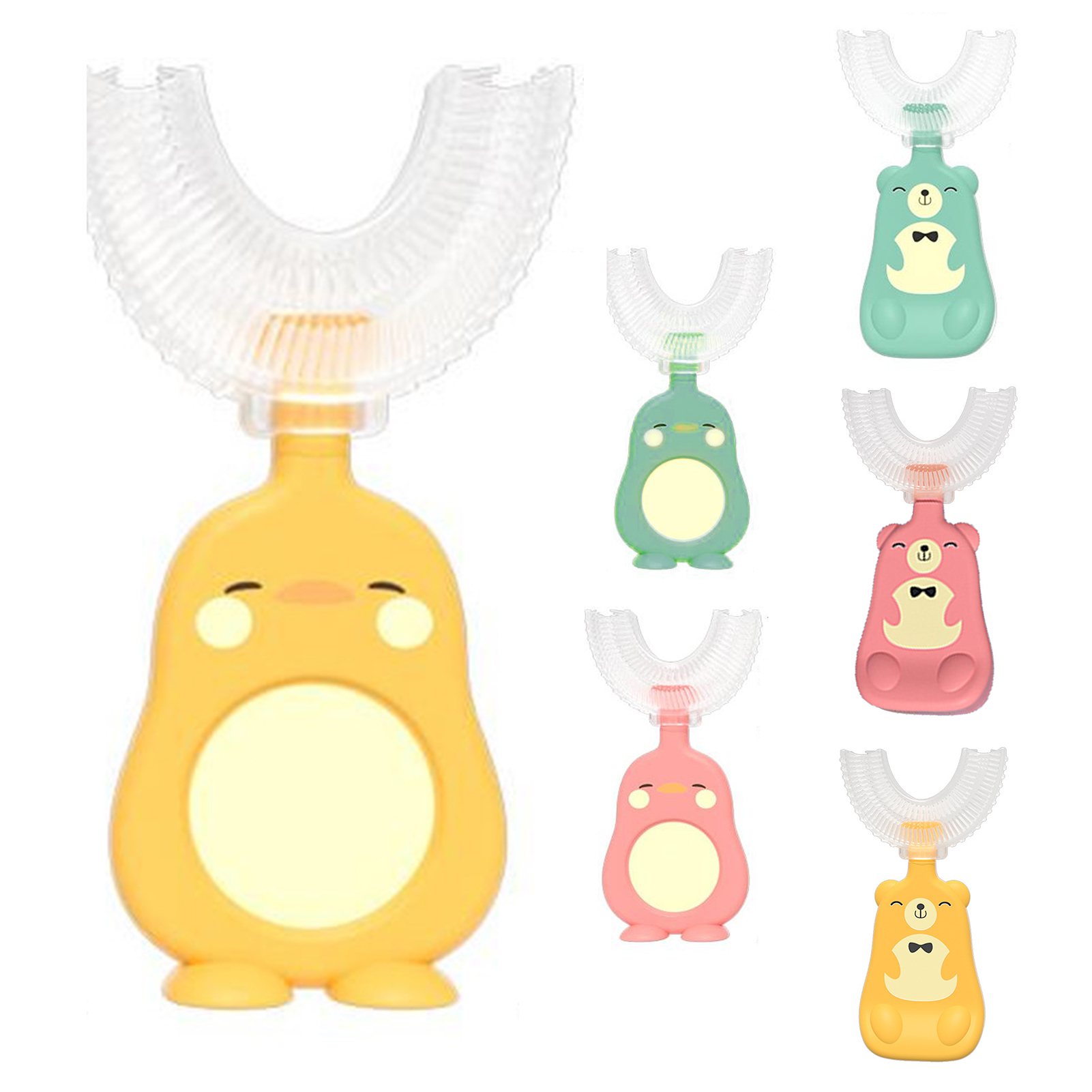 Deyuer Children Toothbrush UShaped Cartoon Design High Elasticity