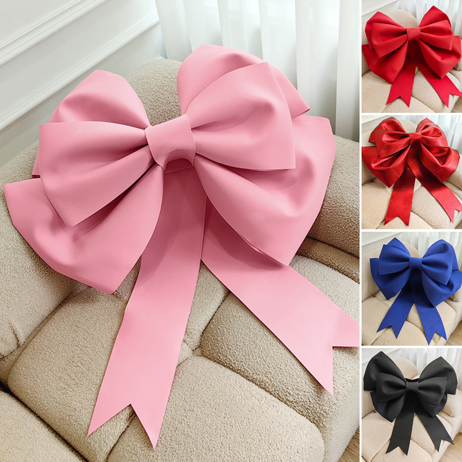 Deyuer Christmas Big Bow Decoration Wedding Large Bow Ornament for Holiday Tree Wreath Porch Window Door Decor.Black