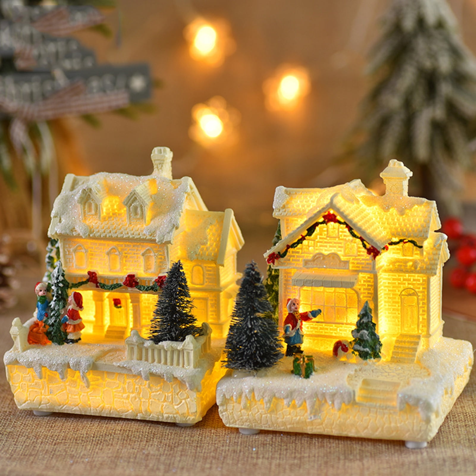 Deyuer Christmas House Mold LED Luminous Realistic Add Atmosphere