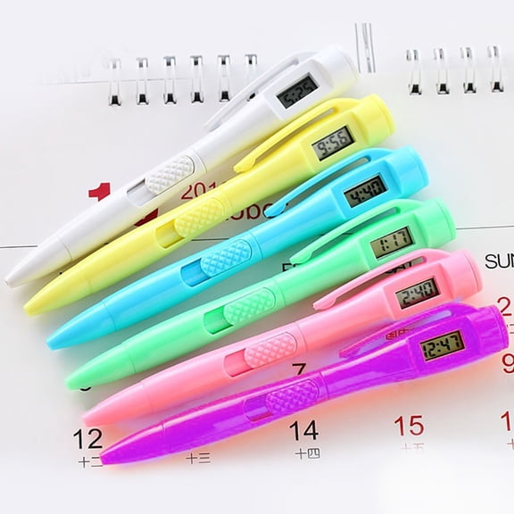 Deyuer Digital Watch Pen Lightweight Clip Design Plastic Electronic Digital Watch Pen for Writing,Yellow