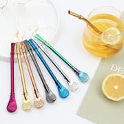 Deyuer Drinking Straw Spoon Yerba Mate Tea Filter Stainless Steel Bombilla Gourd Reusable Bar Accessory for Kitchen