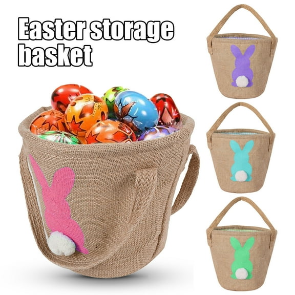 Deyuer Easter Basket Storage with Reinforced Handle Large Capacity Multipurpose Adorable Easter Egg Hunt Basket Storage Organizer,Pink