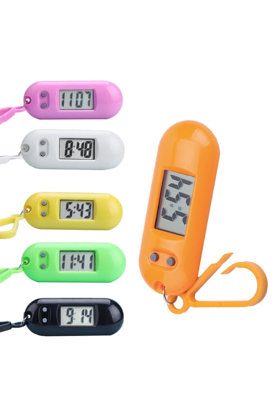 Electronic Clock Silent LCD Digital Display Portable Student Exam Study Desktop Clock Keychain for Library,black