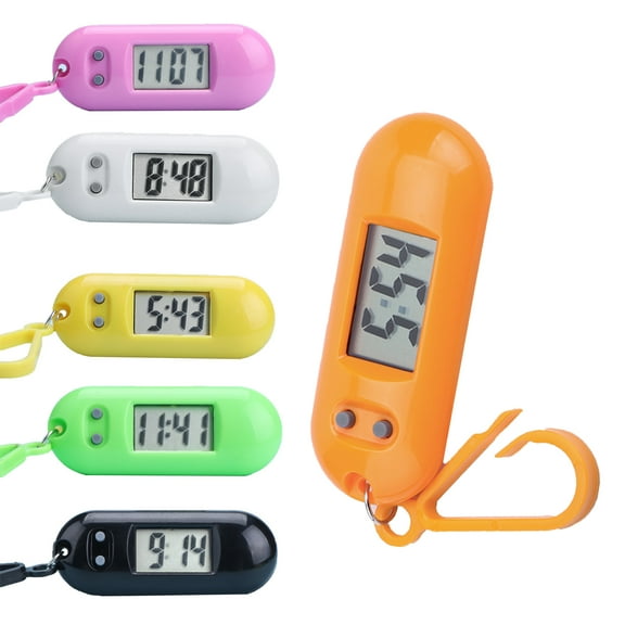 Deyuer Electronic Clock Silent LCD Digital Display Portable Student Exam Study Desktop Clock Keychain for Library,yellow