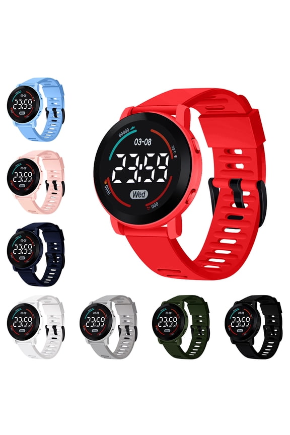 Electronic Watch Life Waterproof Button Operation LED Sports Digital Wrist Watch Birthday Gift for Student,Light Blue