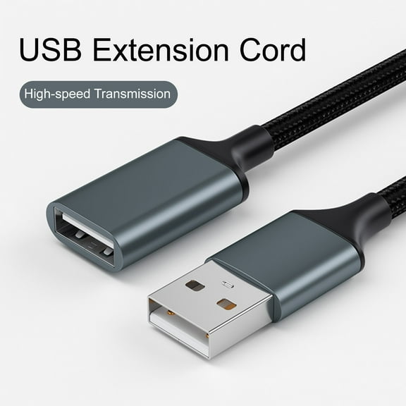 Deyuer Extension Cable High-speed Lossless Stable Data Transmission Plug Play USB Male to Female Extension Data Sync Cord Computer Accessories,Silver Gray