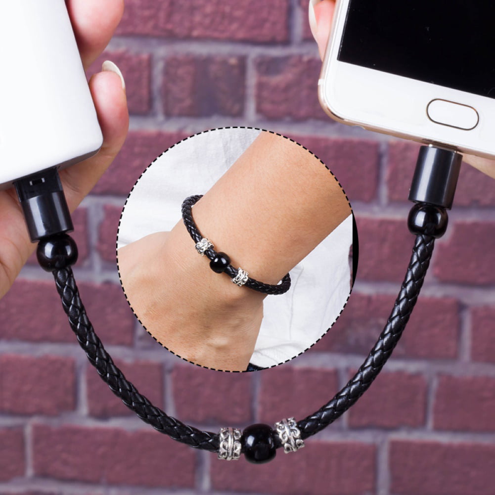 Ercko Double Leather Bracelet for iPhone 11/XR/11 Pro/XS/8/7/6/5 - Black  (Size L) - Walmart.com