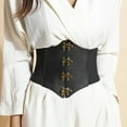 thumbnail image 1 of Deyuer Faux Leather Dress Corset Belt Wide-Brimmed Design Elastic Waistband Retro Style Women Adjustable Corset Waist Cincher,S, 1 of 8