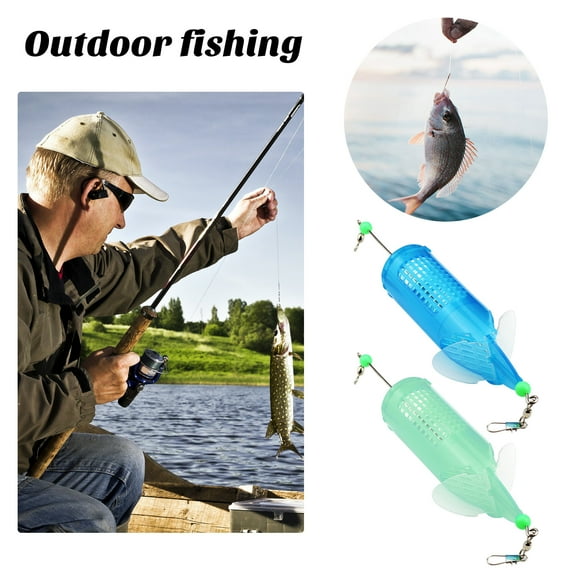 Deyuer Fishing Bait Cage Large Capacity Compact Size Portable Reusable Luminous Fishing Bait Trap Cage Feeder Basket Fluorescent Green