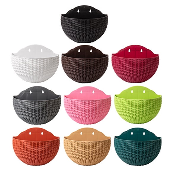 Deyuer Flower Pot Exquisite Wall-mounted Plastic Wall Hanging Basket Flowerpot for Garden,Atrovirens