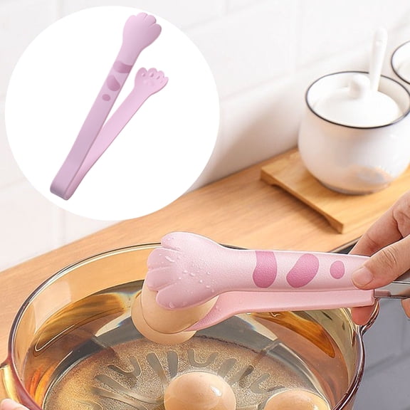 Deyuer Food Clip Silicone Cat Paw Shaped Cooking Tongs Food Clip with Non-Slip Handle Heat-Resistant Reusable Tongs
