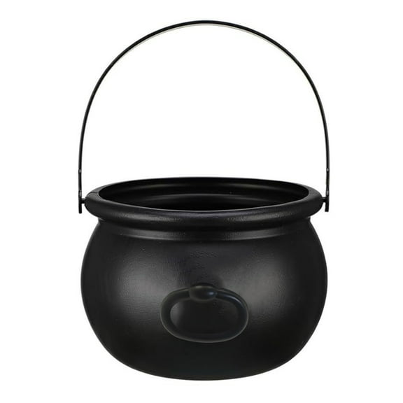 Deyuer Halloween Witch Cauldron,Large Black Plastic Witch Kettle Halloween Pot,Candy Holder Spooky Party Decorations,Black
