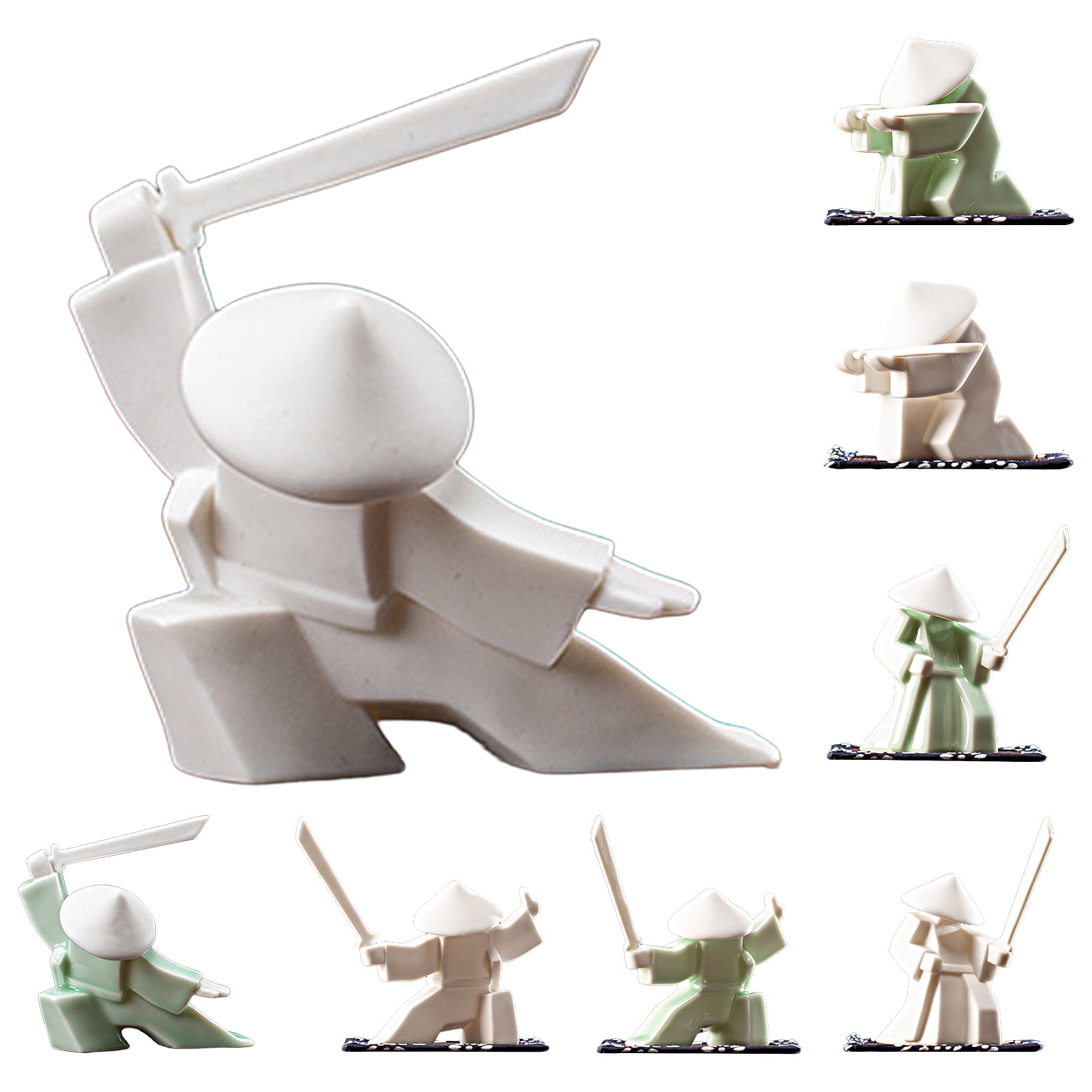 Deyuer Incense Stick Burner Unique Delicate White Porcelain Chinese Ceramic Samurai Censer Holder Home Decor for Home,B Green
