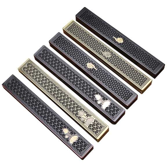 Deyuer Incense Stick Holder Handmade Cloud/Lotus Pattern Meditation Rectangle Creative Aromatherapy Incense Box Burner Buddhist Utensils,Black Cloud