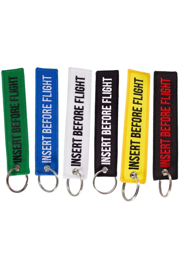 Insert Before Flight Print Embroidery Tag Keychain Key Ring Chain Pendant Gift