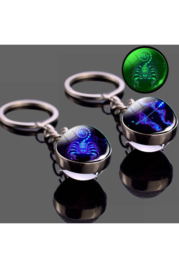 Key Chain Decorative 12 Constellation Exquisite Double Glass Ball Pendant for Phone,Scorpio