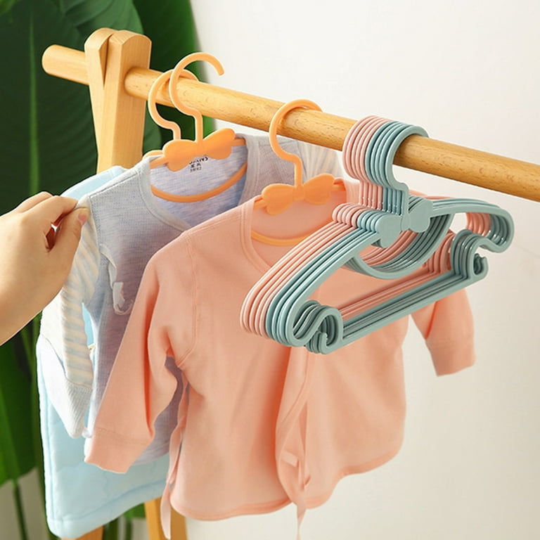 Deyuer Kids Clothes Hangers Plastic Non-deformable Thicken Stable Children  Clothing Organizer Household Products,Pink