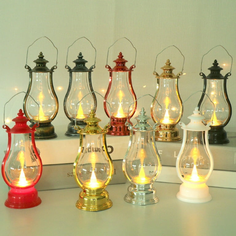 Vintage Portable Oil Lamp Christmas LED Night Lights Battery