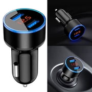 Deyuer LTP Car Phone Charger Fast Charging Plug Play LED Digital Display Dual USB Smart Phone Charging Adapter for MP3