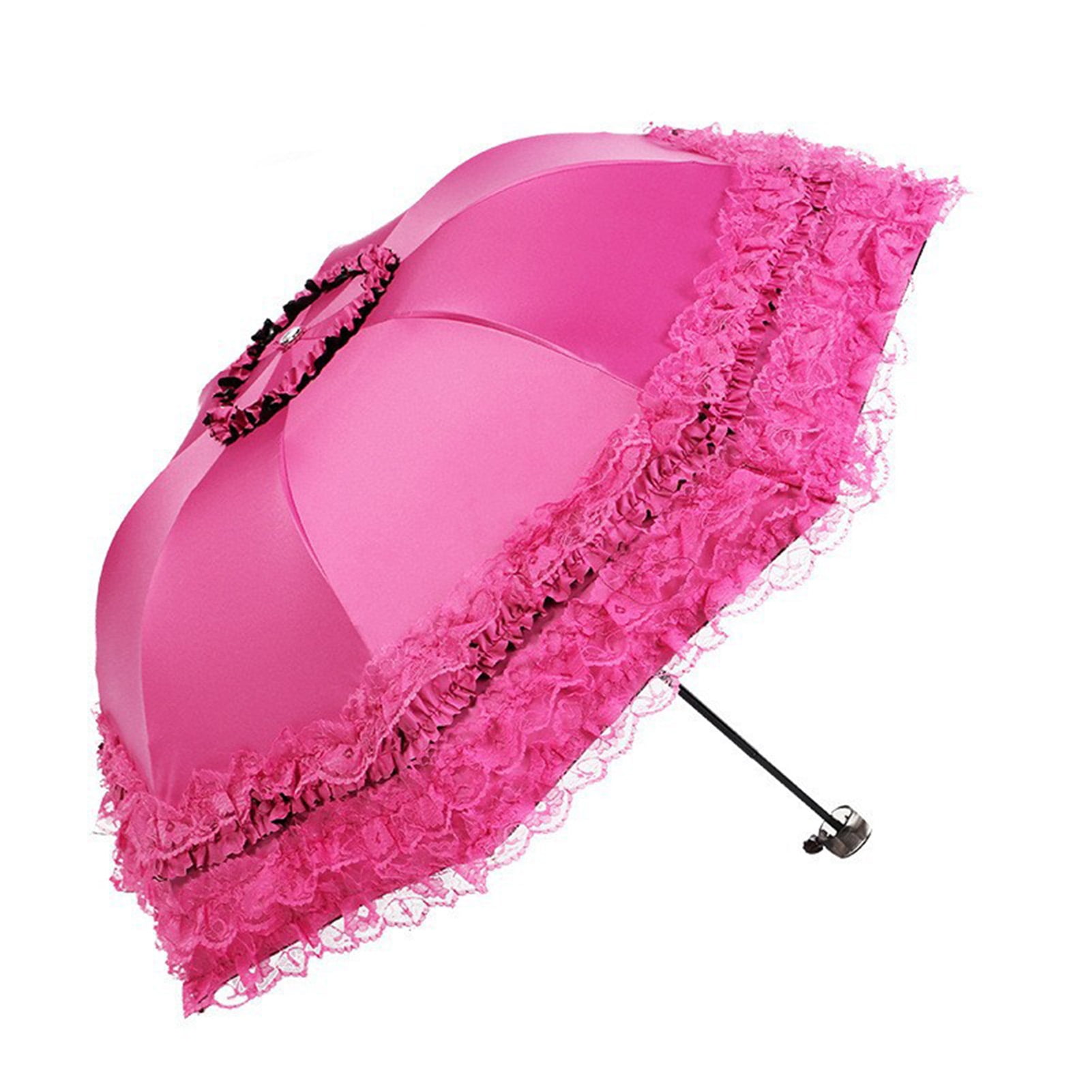 Deyuer Lace Folding Umbrella Portable Sun Blocking UV Protection Umbrella Windproof Lightweight Waterproof Travel Mini Sun Rain Umbrella Pocket Parasol
