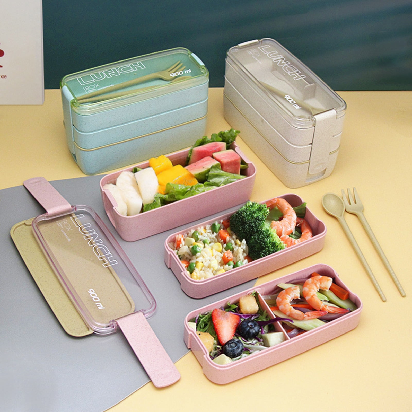 3Layer Lunch Box Food Storage Container Bento Box Adult Lunchbox