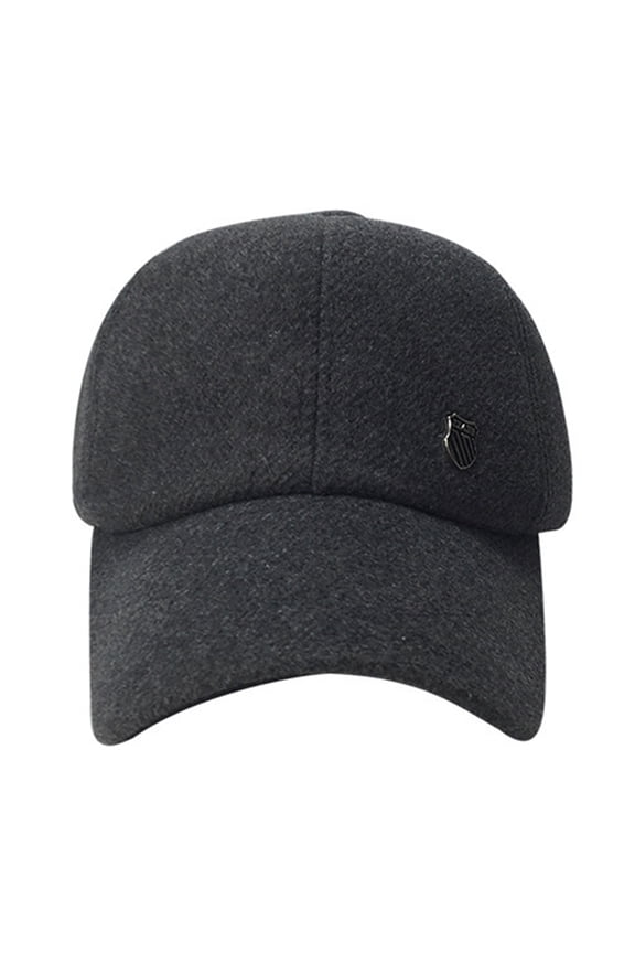 Men Winter Baseball Hat Long Brim Solid Color Windproof Cold Resistant Ear Protection With Earflap Cold Weather Father Outdoor Cap